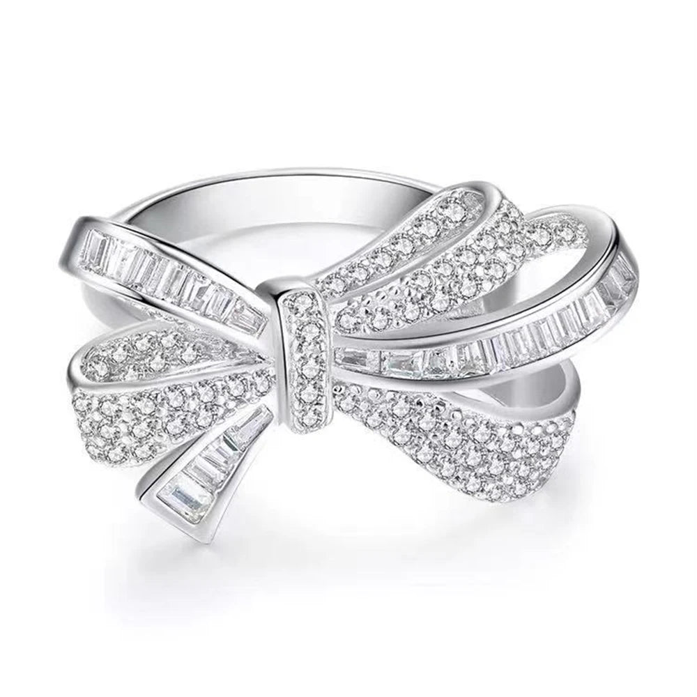 Sterling Silver Moissanite Bowknot Ring