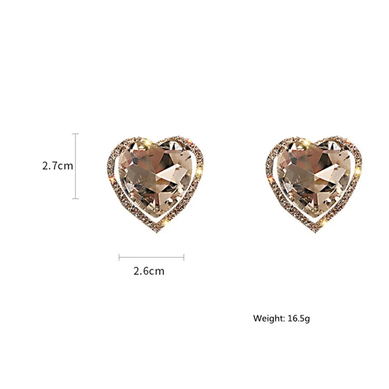 Heart Crystal Clip Earrings (No Piercing)