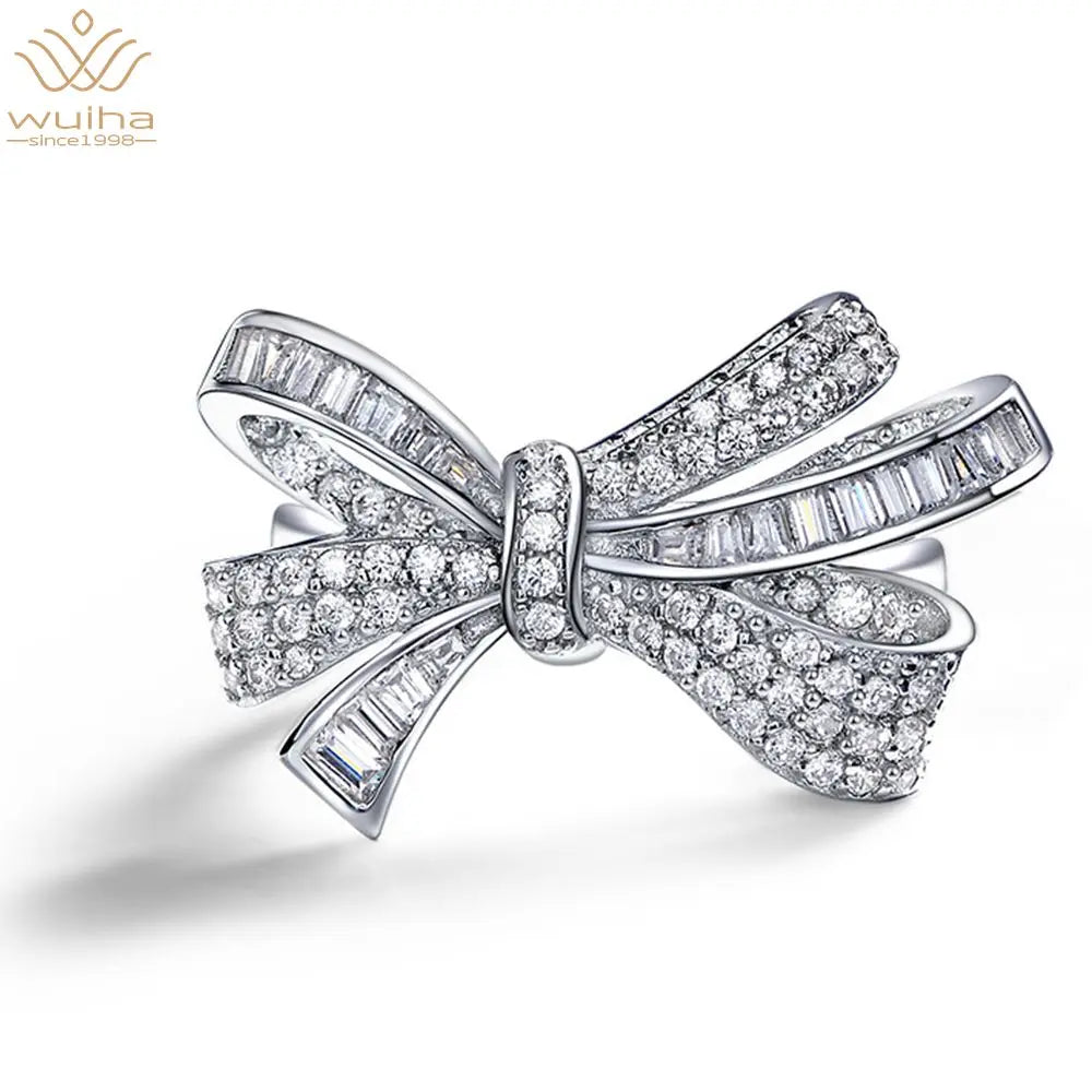 Sterling Silver Moissanite Bowknot Ring