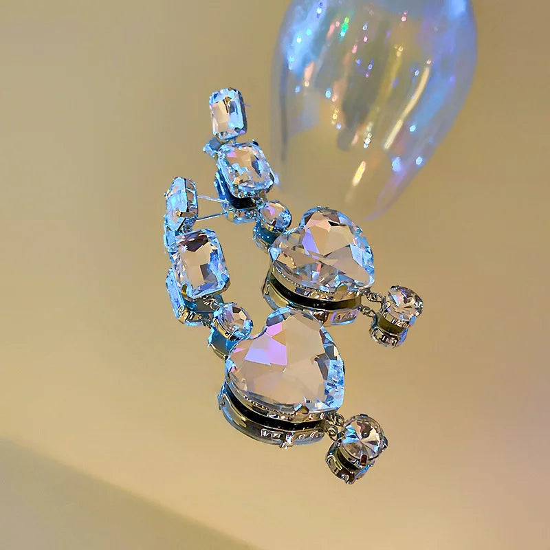 Heart Crystal Dangle Earrings
