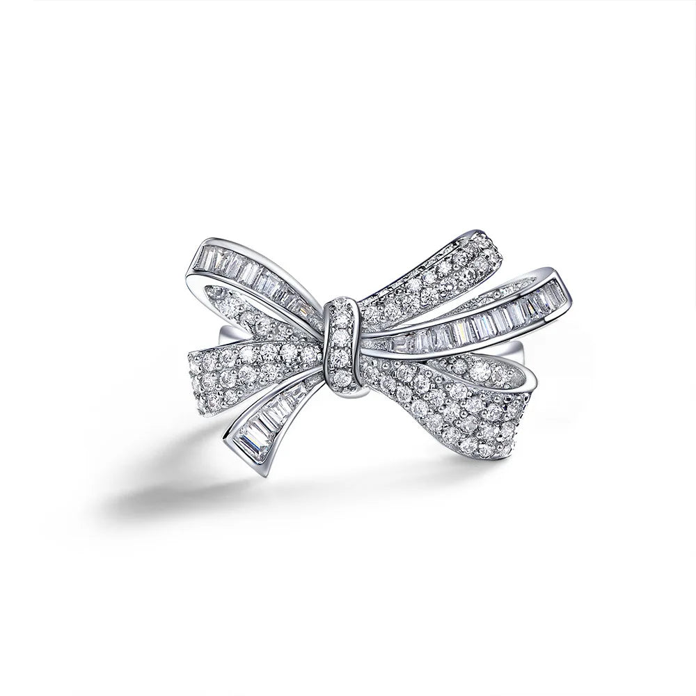 Sterling Silver Moissanite Bowknot Ring