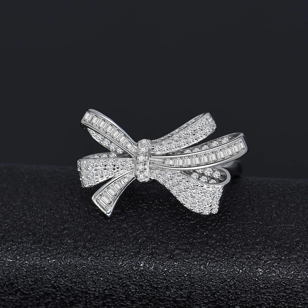 Sterling Silver Moissanite Bowknot Ring
