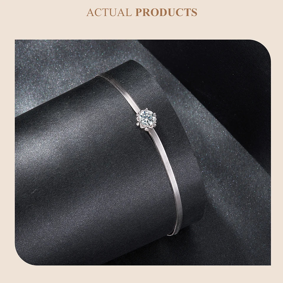 Sterling Silver Moissanite Flower Bracelet