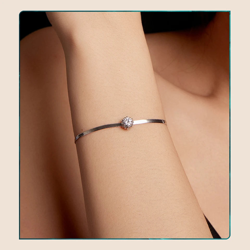 Sterling Silver Moissanite Flower Bracelet