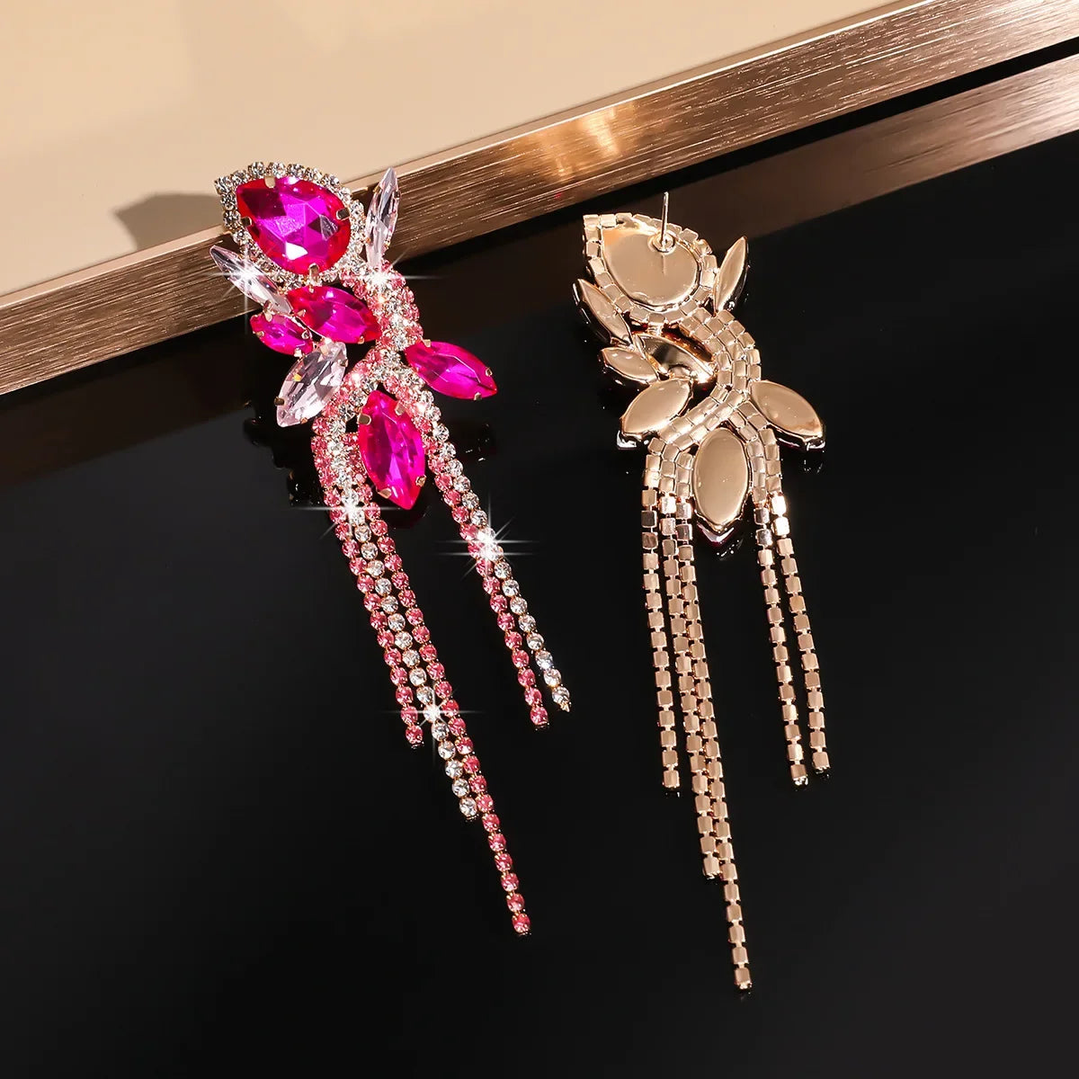 Water Drop Crystal Tassel Earrings