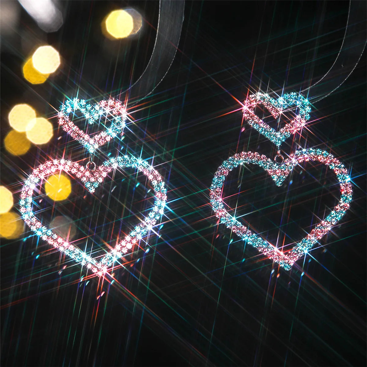 Heart Rhinestone Drop Earrings