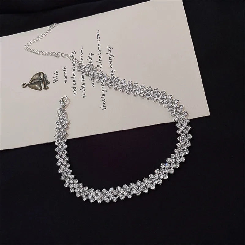 Rhinestone Geometric Choker Necklace
