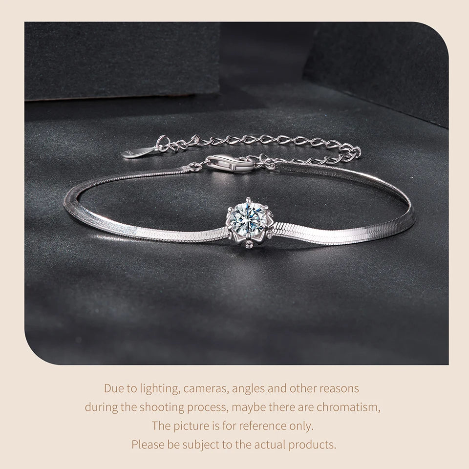 Sterling Silver Moissanite Flower Bracelet