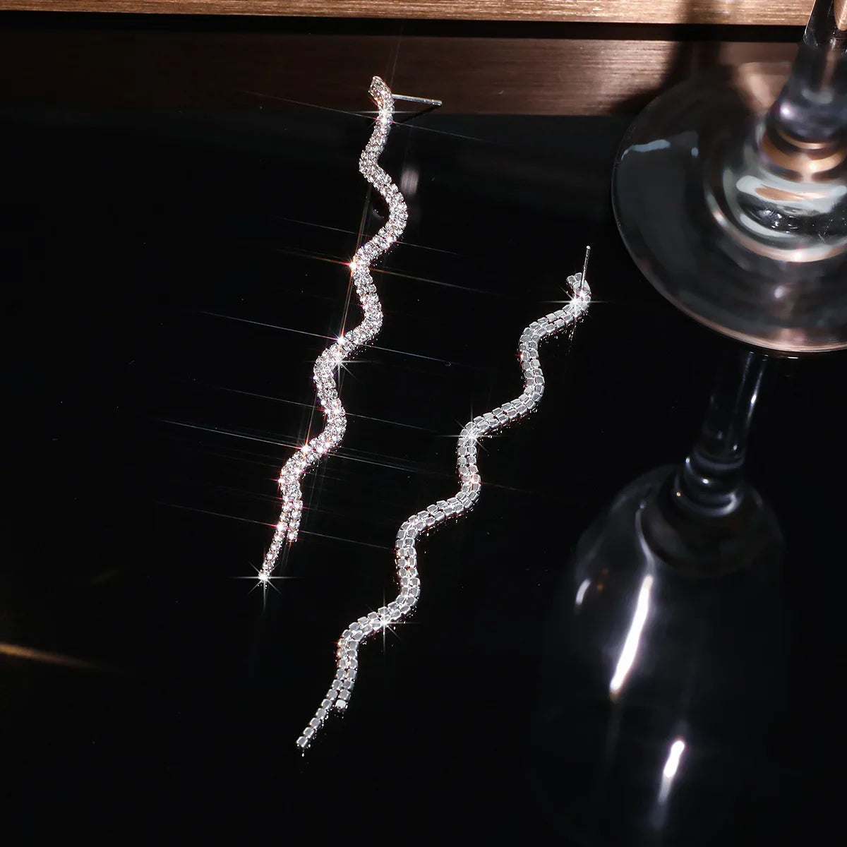 Snake Rhinestone Drop Earrings