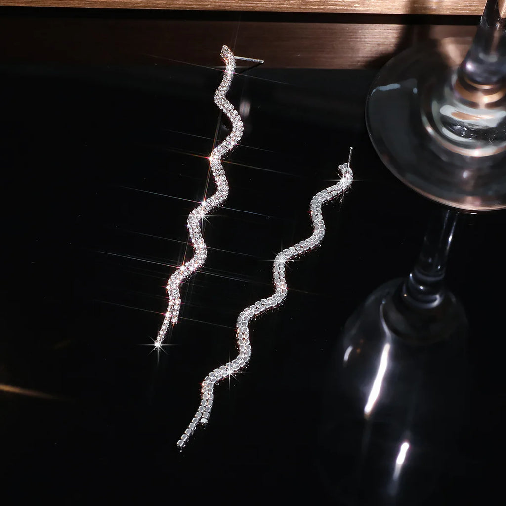 Snake Rhinestone Drop Earrings