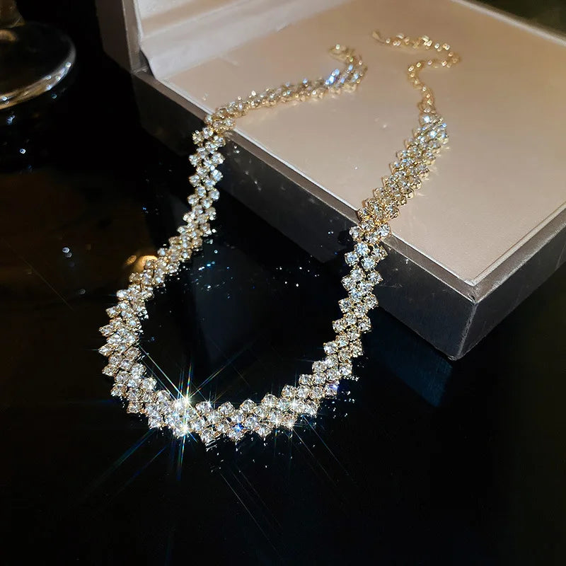 Rhinestone Geometric Choker Necklace