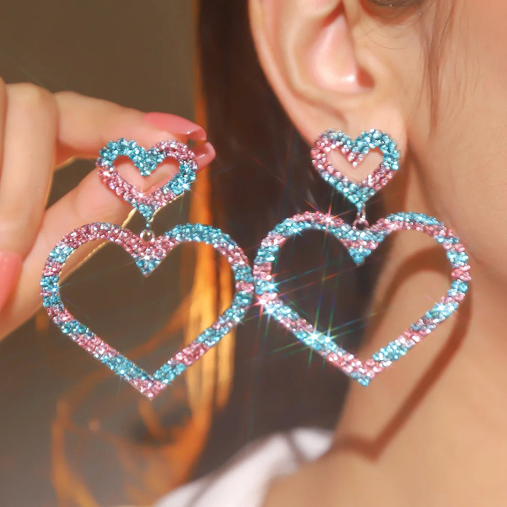 Heart Rhinestone Drop Earrings