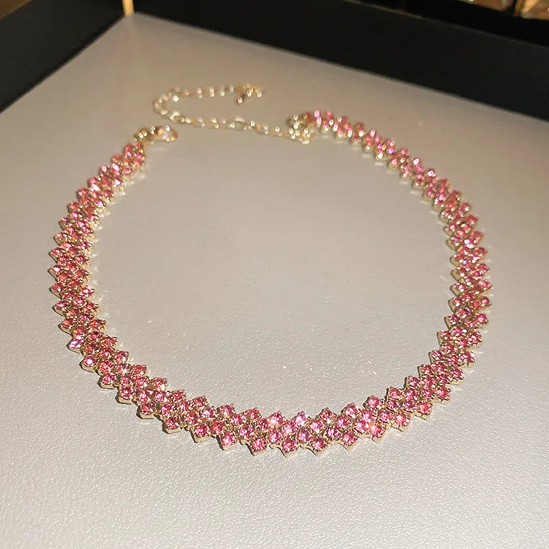 Rhinestone Geometric Choker Necklace