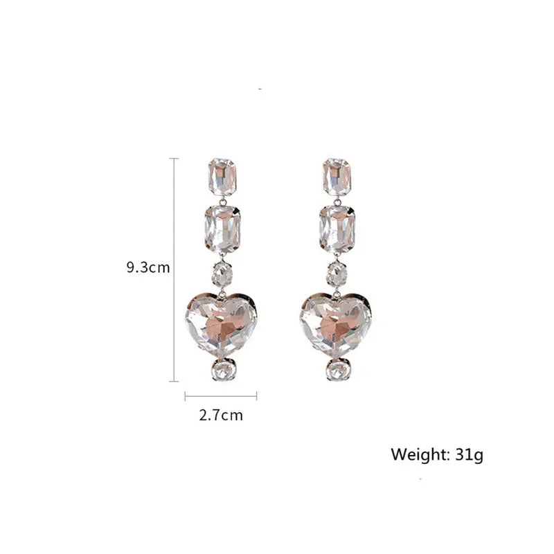 Heart Crystal Dangle Earrings