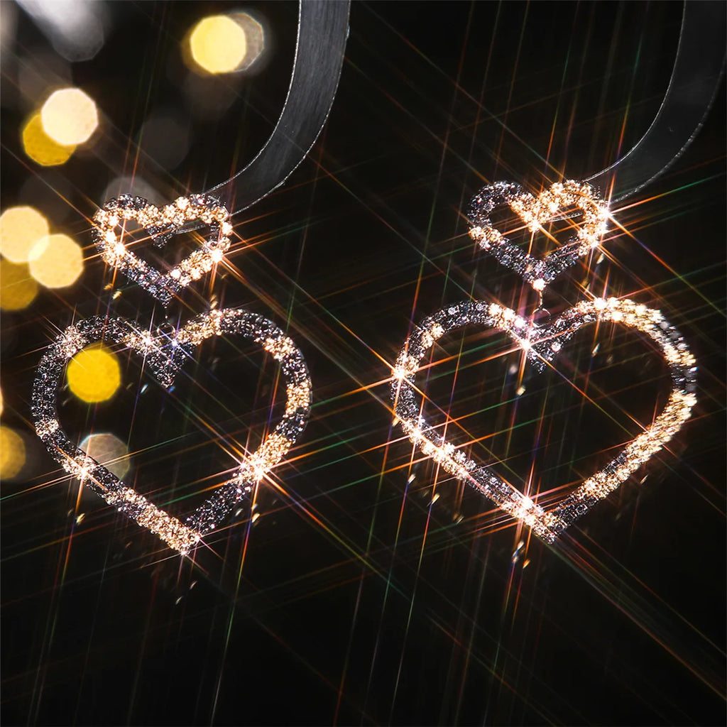 Heart Rhinestone Drop Earrings