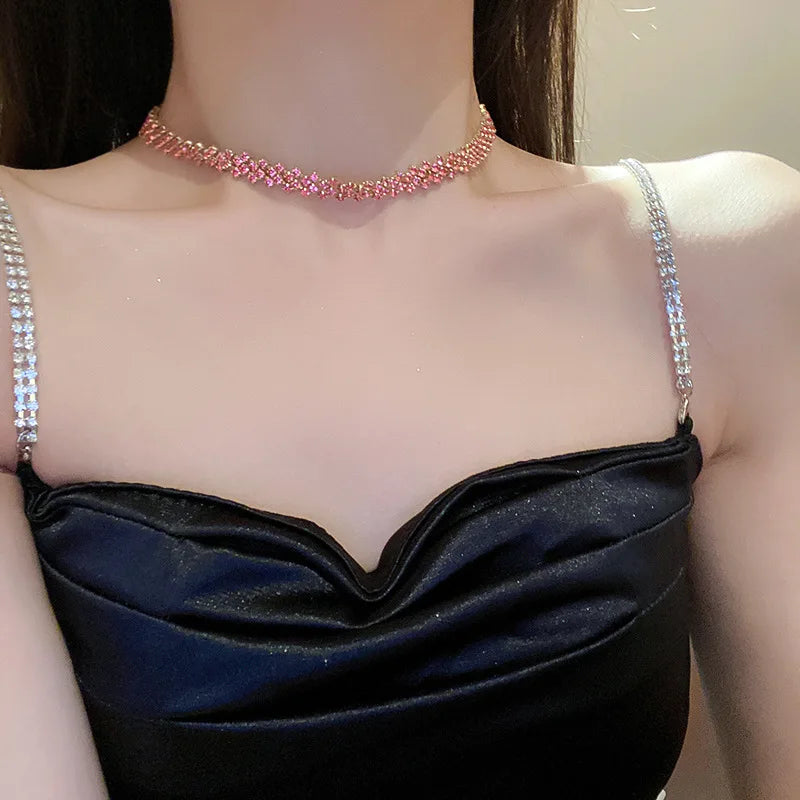 Rhinestone Geometric Choker Necklace