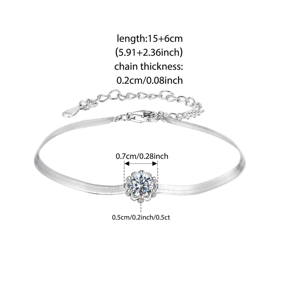 Sterling Silver Moissanite Flower Bracelet