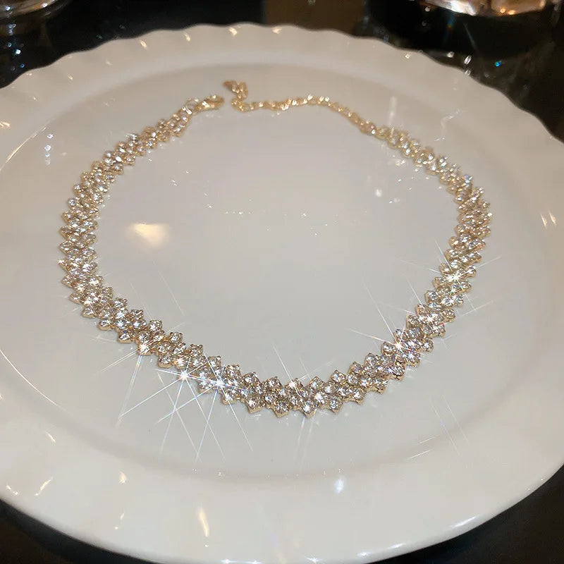 Rhinestone Geometric Choker Necklace