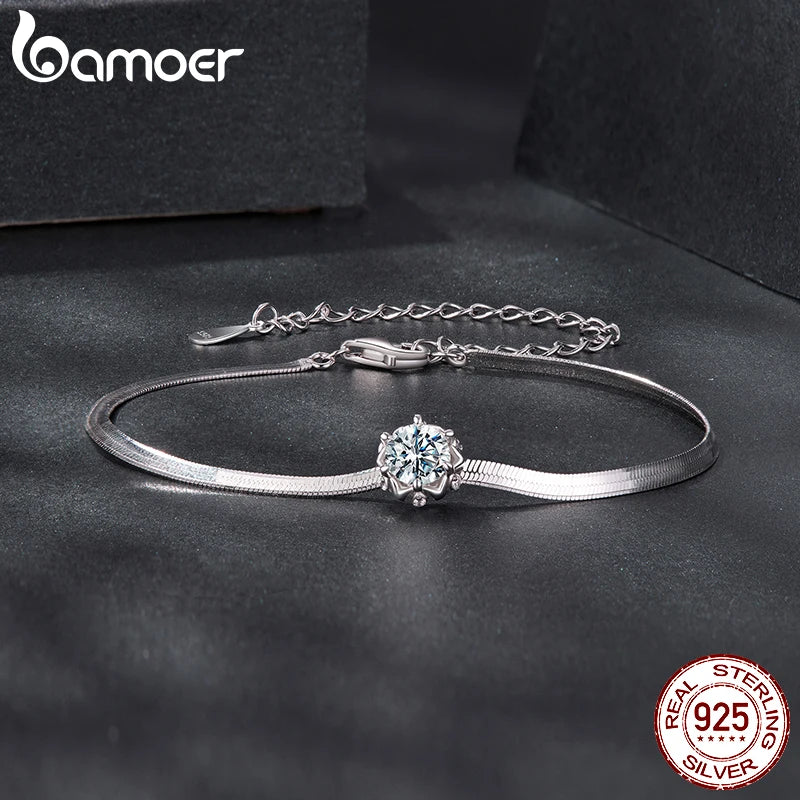 Sterling Silver Moissanite Flower Bracelet