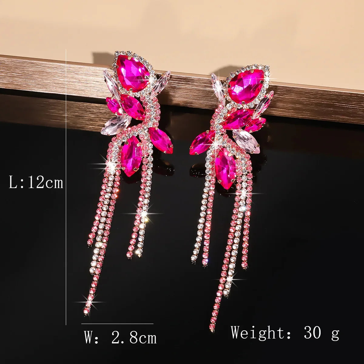 Water Drop Crystal Tassel Earrings
