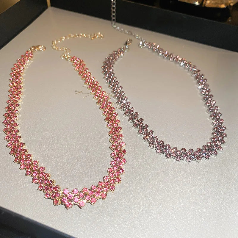 Rhinestone Geometric Choker Necklace