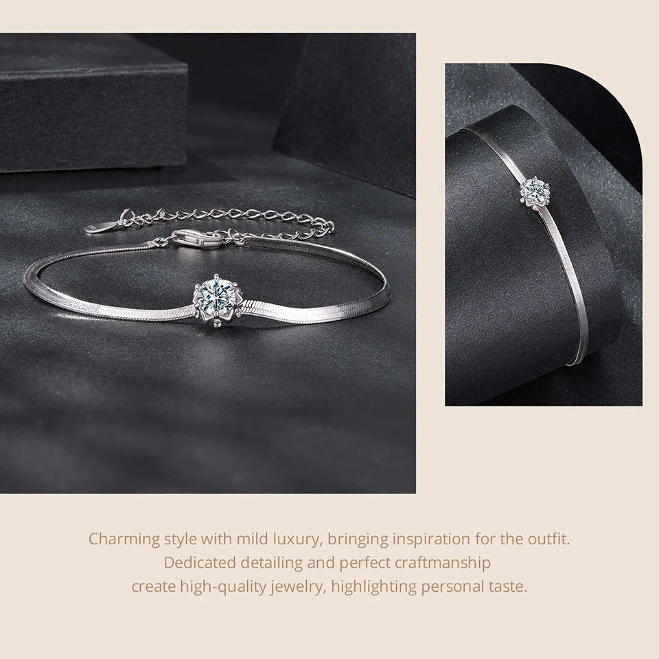 Sterling Silver Moissanite Flower Bracelet