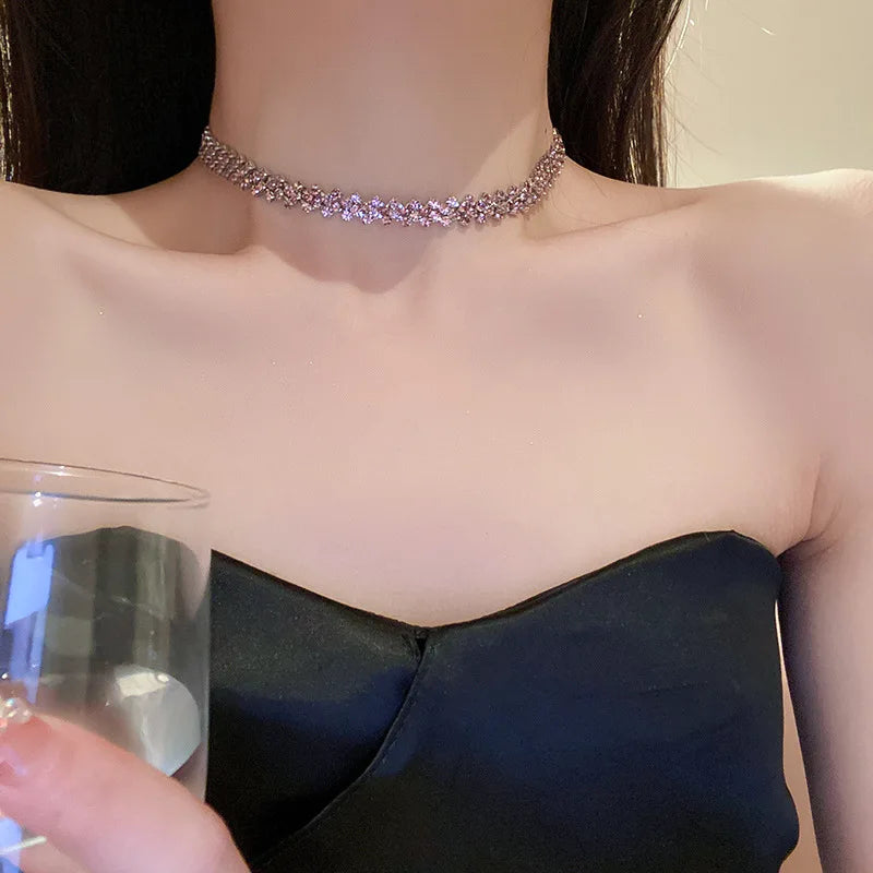 Rhinestone Geometric Choker Necklace