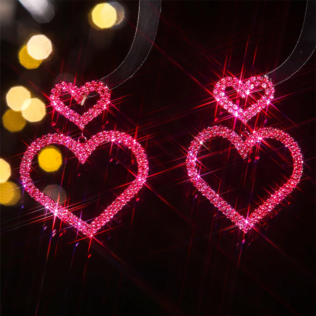 Heart Rhinestone Drop Earrings