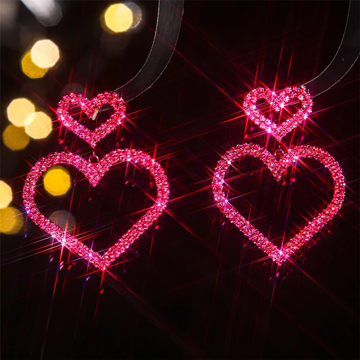 Heart Rhinestone Drop Earrings