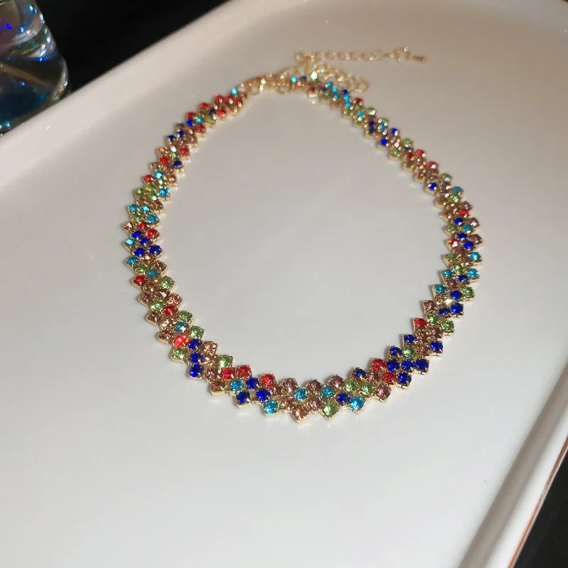 Rhinestone Geometric Choker Necklace