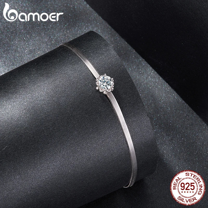 Sterling Silver Moissanite Flower Bracelet
