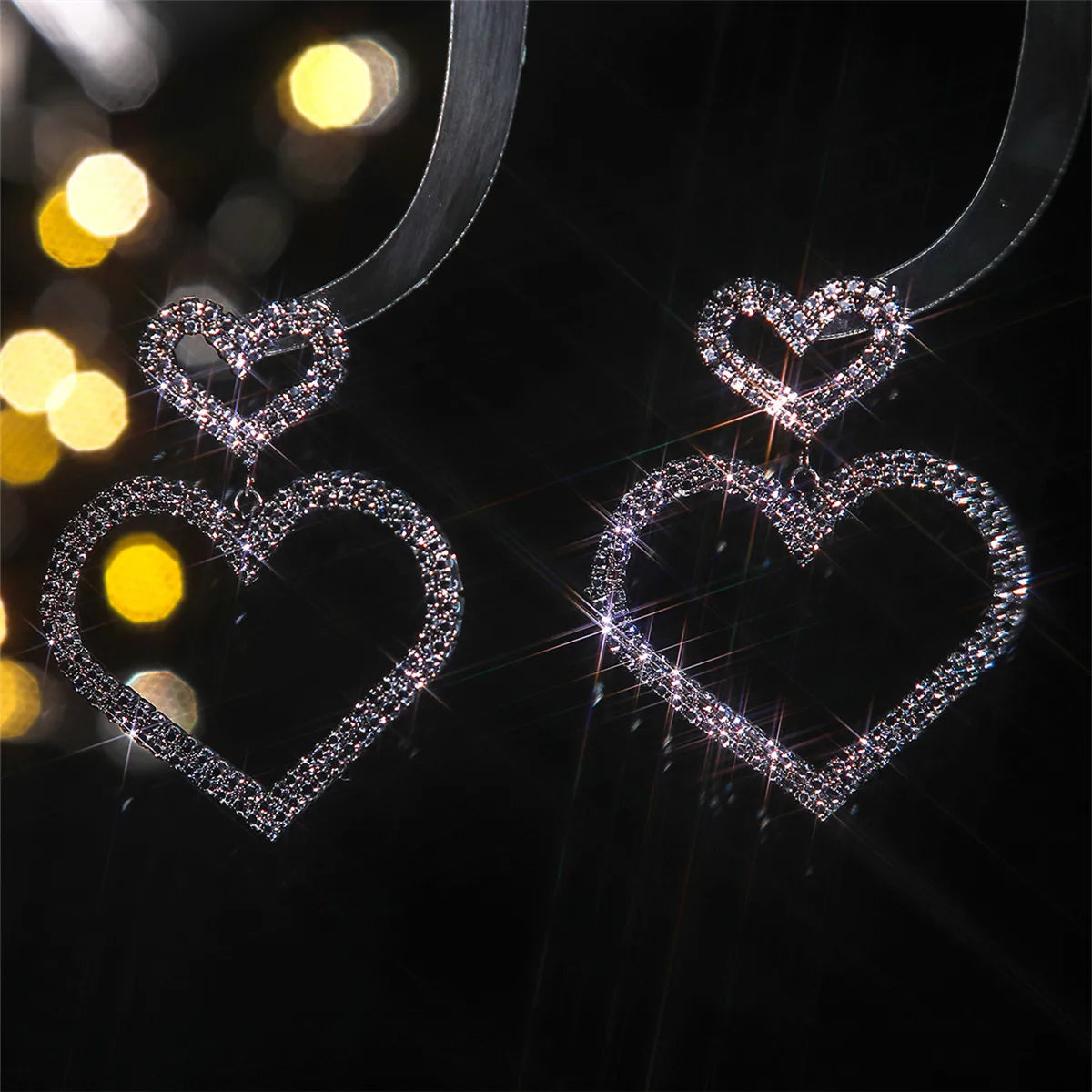 Heart Rhinestone Drop Earrings
