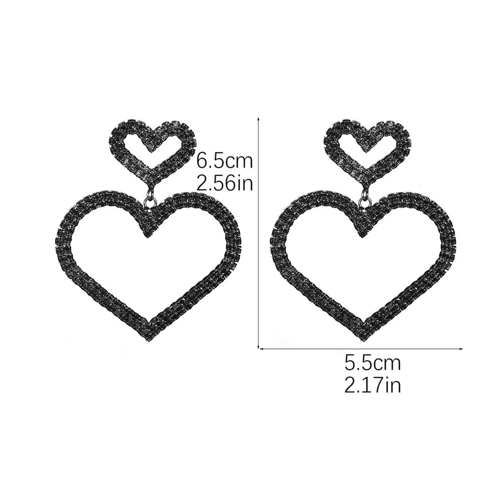 Heart Rhinestone Drop Earrings