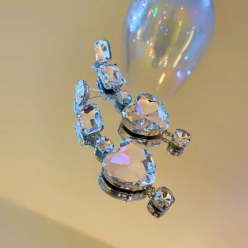 Heart Crystal Dangle Earrings