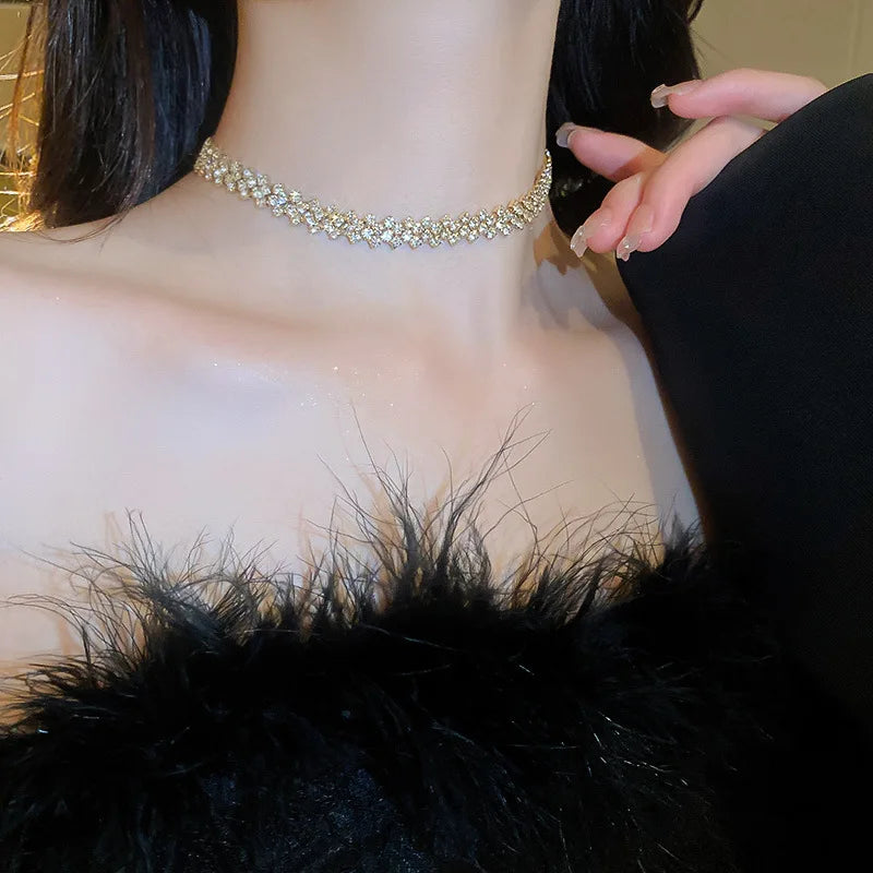 Rhinestone Geometric Choker Necklace