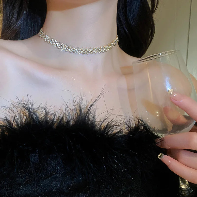 Rhinestone Geometric Choker Necklace